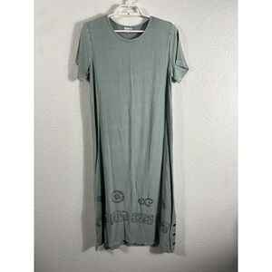 Modest‎ Lagenlook Maxi Dress Womens Small Short Sleeve Rayon Boho Button Trim